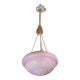 Chandelier en verre vintage Art Déco rose italien des années 1950 avec décorations.