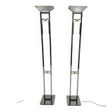 Arte Lumen floor lamps chrome & brass 1970’s, set of 2
