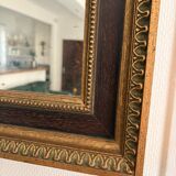 Golden Rectangular Wall Mirror Wood Louis XVI Style Acanthus Leaf Pearled