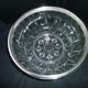 Salad bowl or fruit cup made of molded pressed glass and silver metal