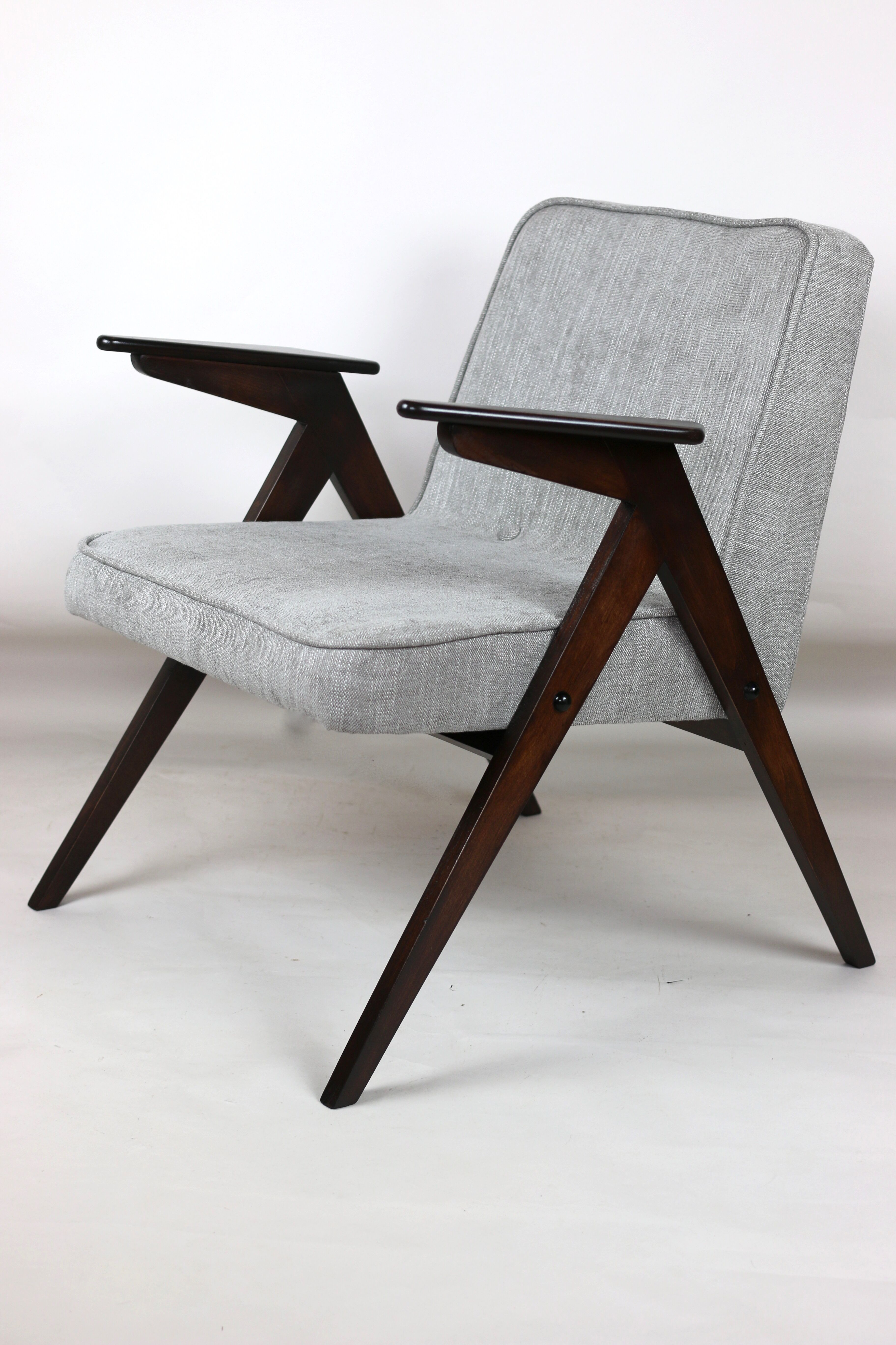 Light grey silver Bunny armchair by Józef Chierowski, 1970s