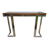 Console in chromed metal and golden brass from the 70s