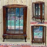 1950s English walnut display cabinet