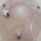 Art Deco ceiling lamp / chandelier in pink pressed molded glass in working order
