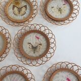 Set of 8 wicker coasters and butterflies
