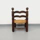 Vintage Charles Dudouyt Brutalist Low Chair in Wood and Straw, 1940s