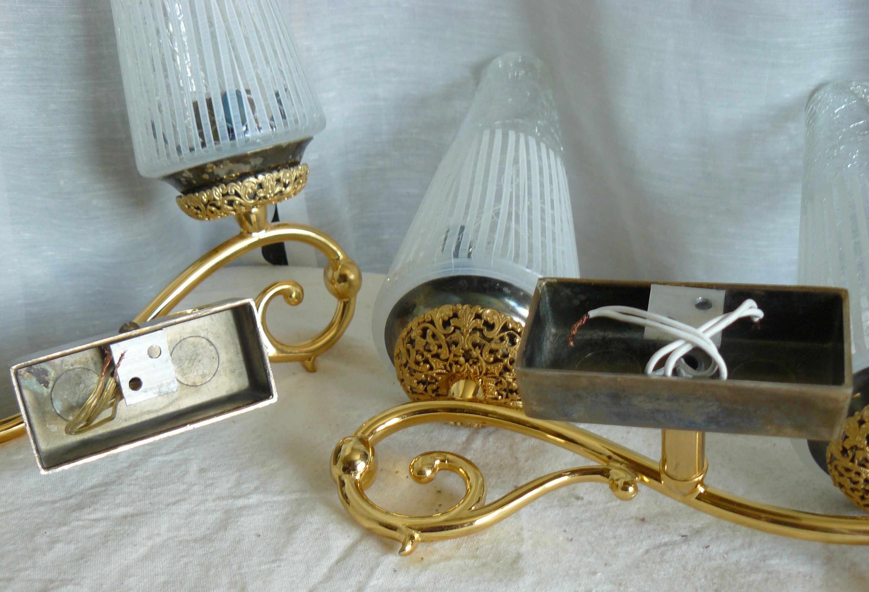 Pair of vintage double wall lamps 1950-60