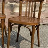 Set of 4 Viennese chairs Curved wood Restaurant Paris bistro Fischel 50s vintage Bentwood Ton st