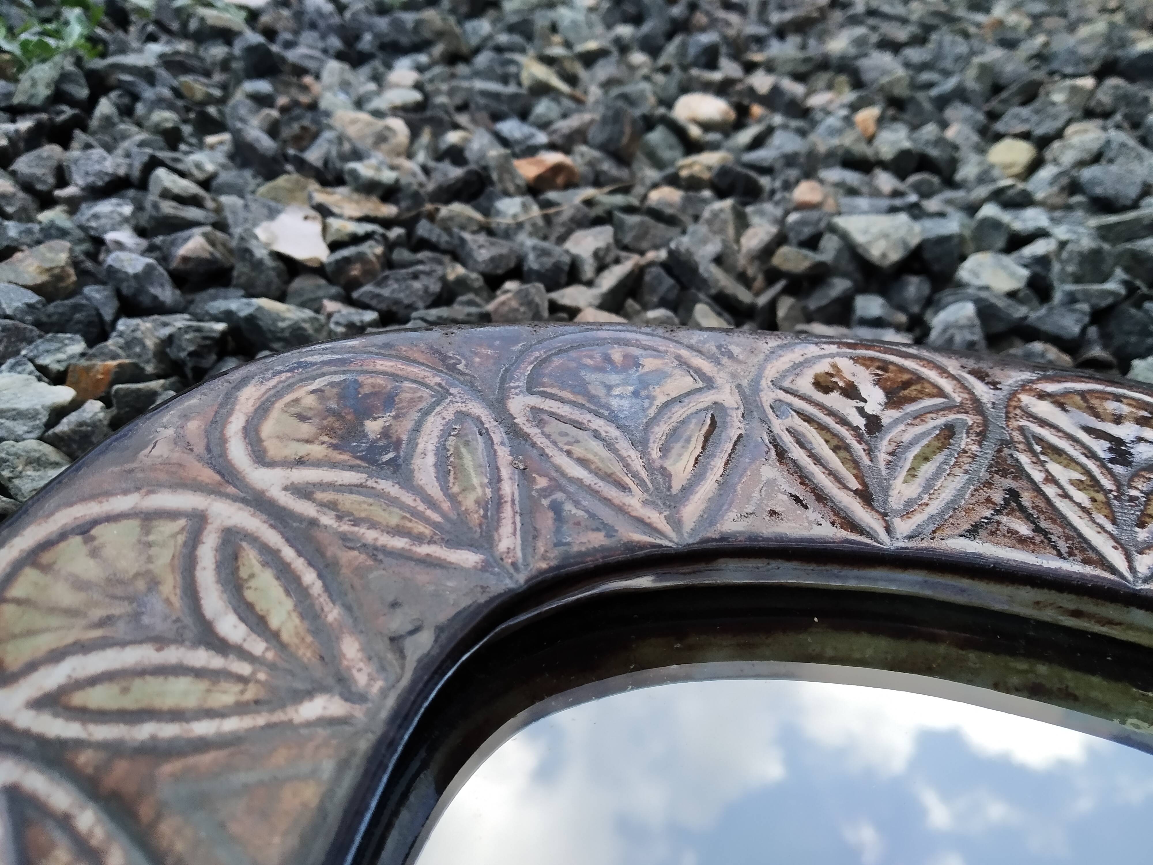 Mirror Jean Claude Malarmey ceramic Vallauris
