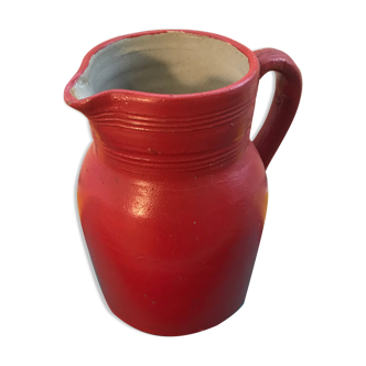 Former pitcher in red sandstone with grey interior - anse decoration vintage kitchen