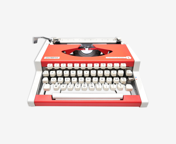 Machine à écrire Olympia Traveller de Luxe Rouge vermillon révisée ruban neuf
