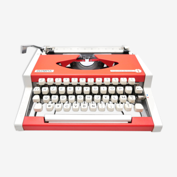 Red Luxe Olympia Traveller typewriter revised new ribbon