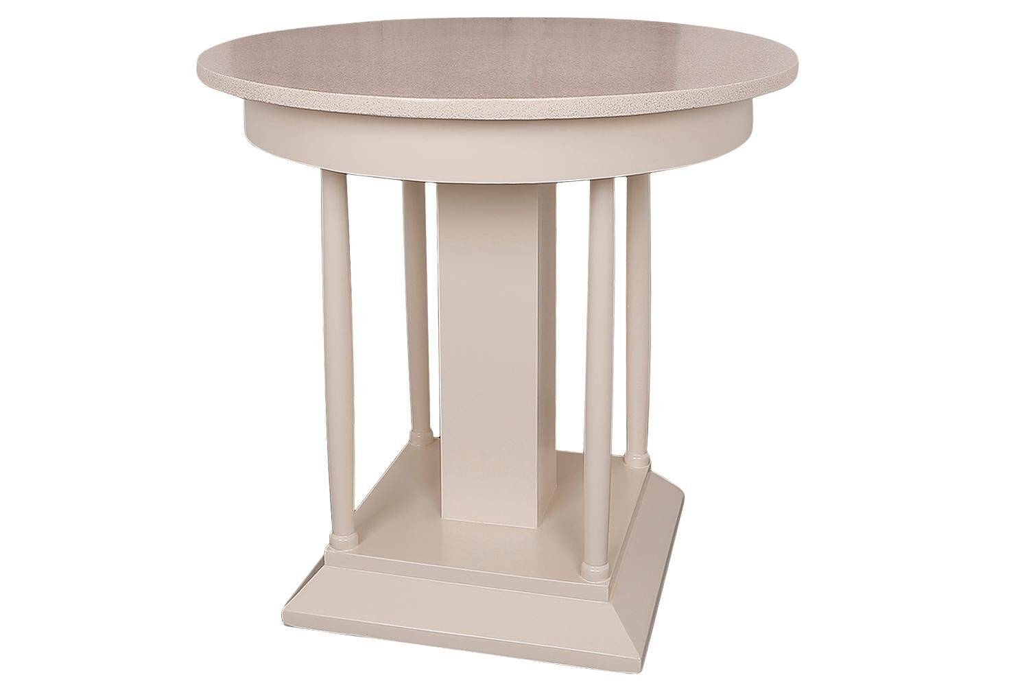 Beige, copper and gold Art Deco round side table, painted wood, 1930s.