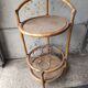 table Trolley service bar bottle rack vintage rattan bamboo