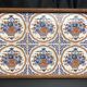 Art Deco, wooden tray and Gien earthenware tiles with basket decor circa 1940