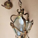 Bronze lantern Louis XV style in working order, curved glasses