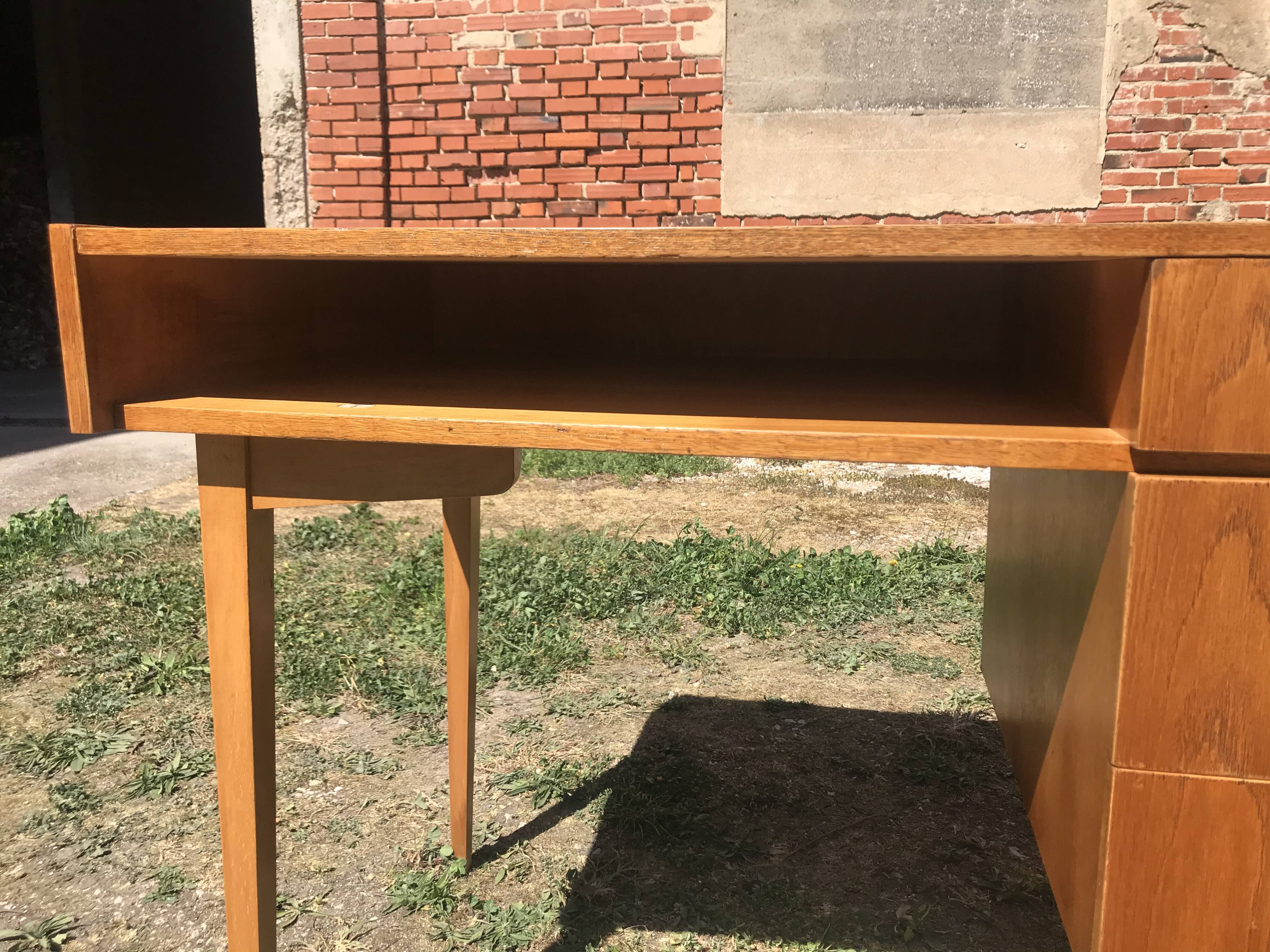 Bureau vintage chêne 1950 rénové