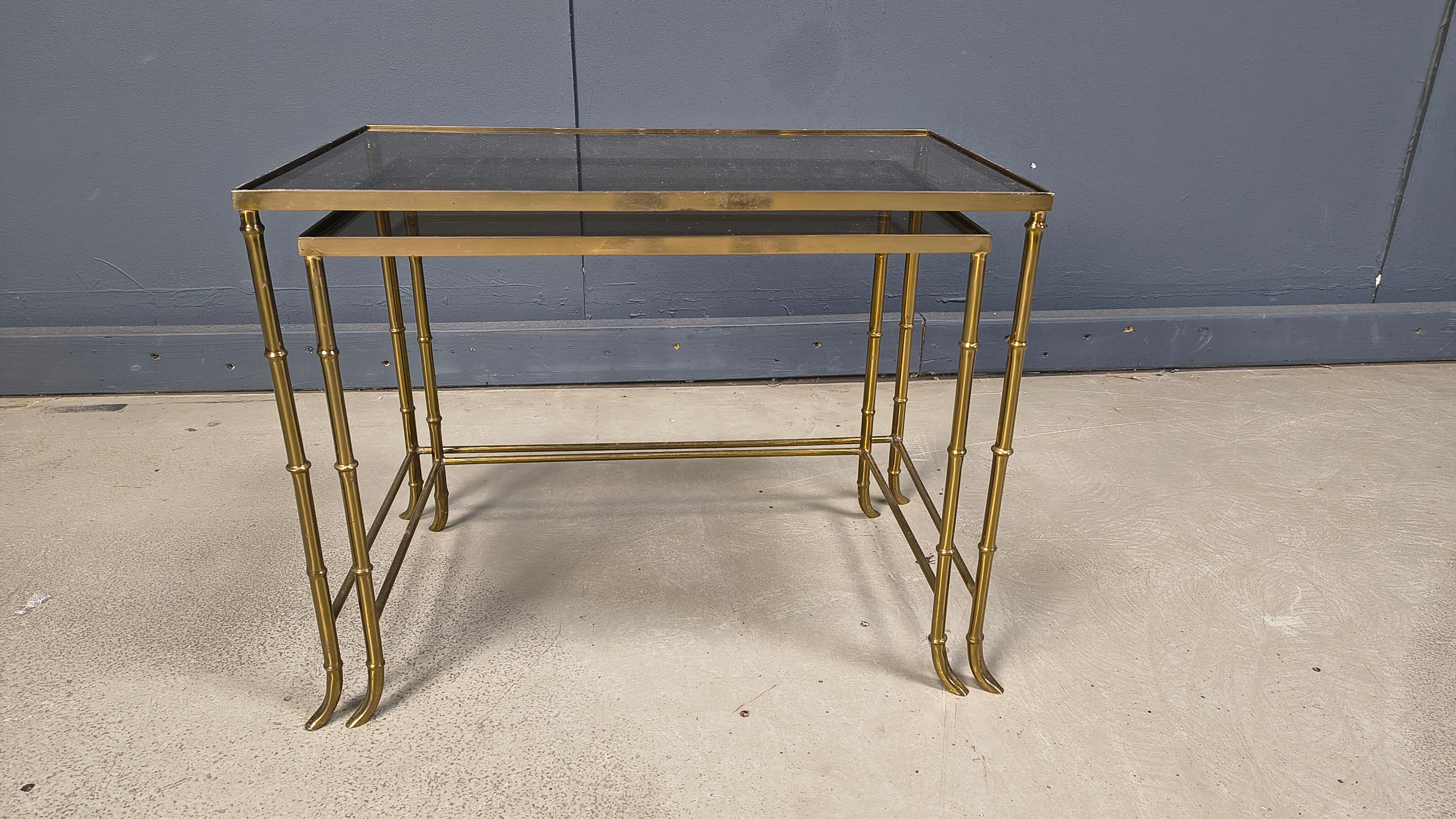 Brass faux bamboo nesting tables, 1960s