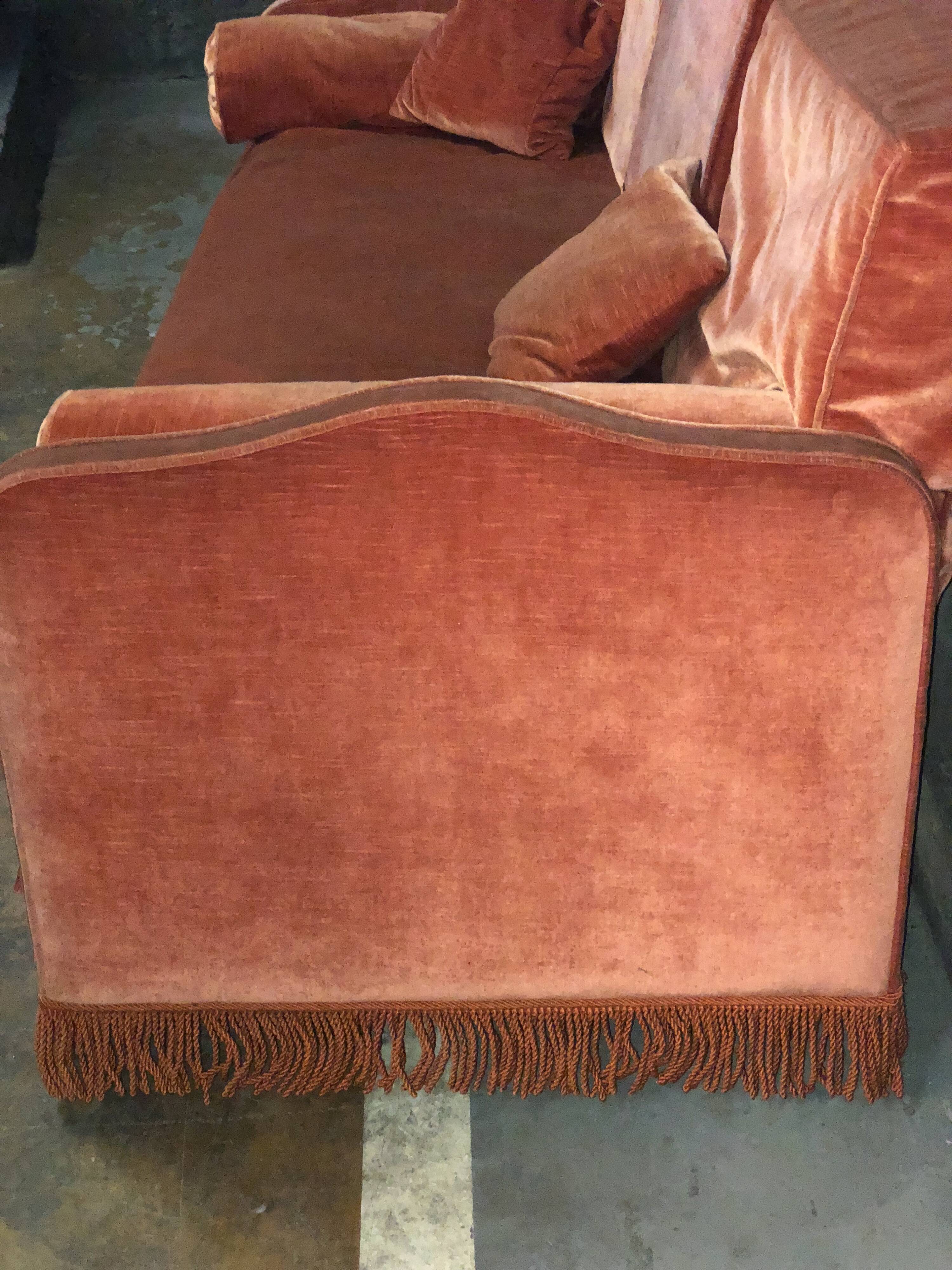 Vintage velvet banquette sofa