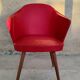 Cocktail chair in wood and red moleskin - 1960s