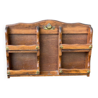 19th-century solid wood golden spice wall shelf