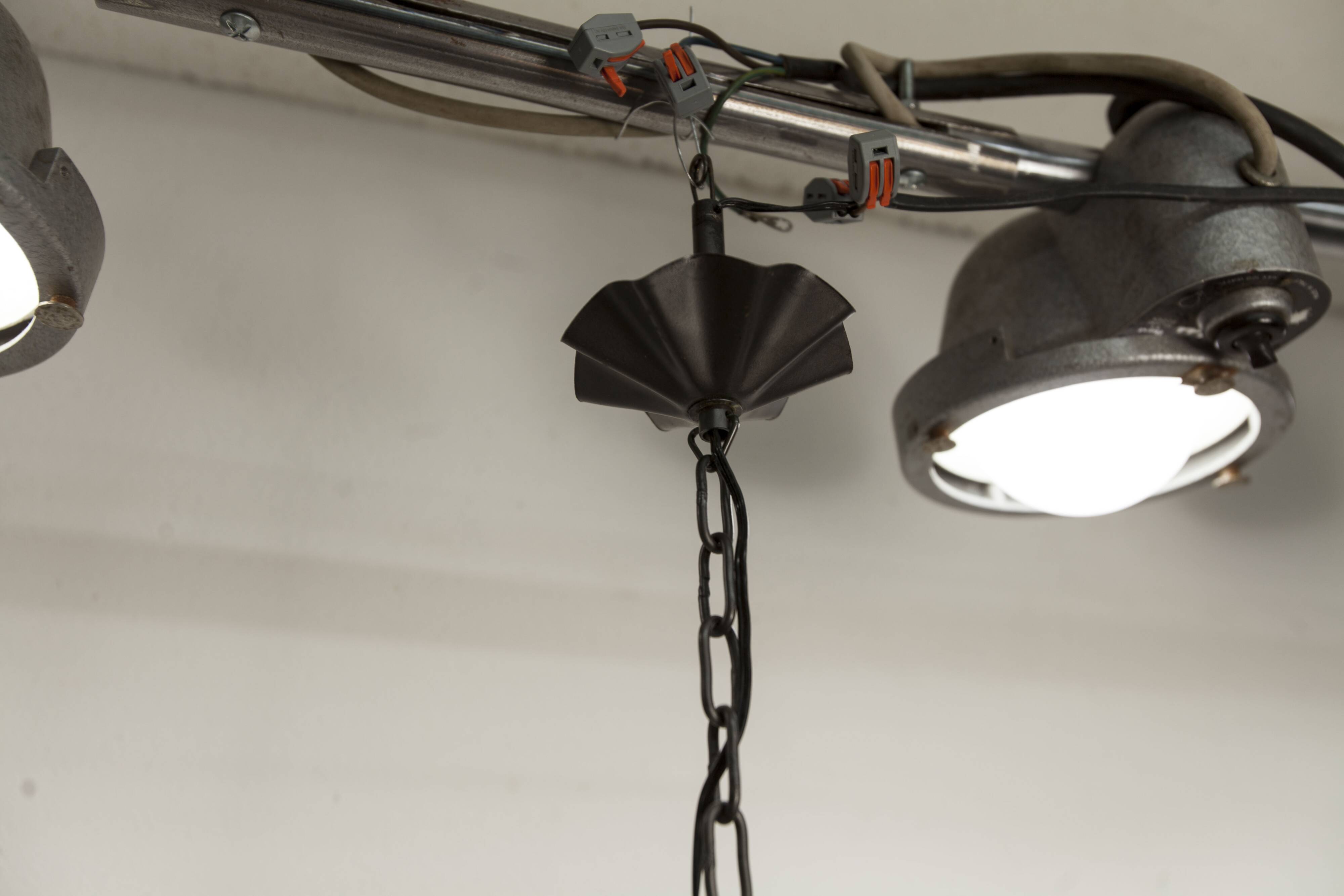 1960s lantern ceiling light with iridescent glass.