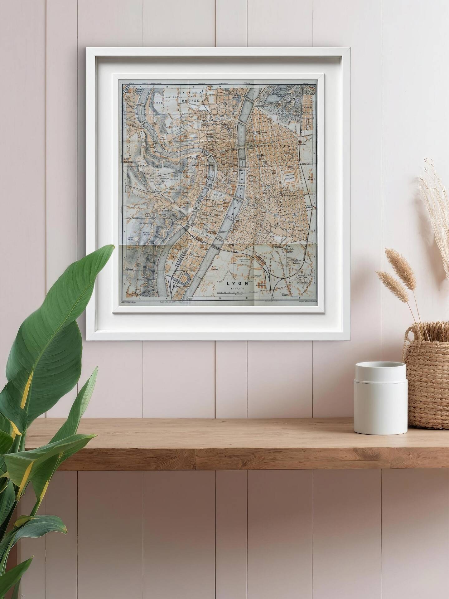 Ancien plan de Lyon - France - 1906 | Décoration murale vintage