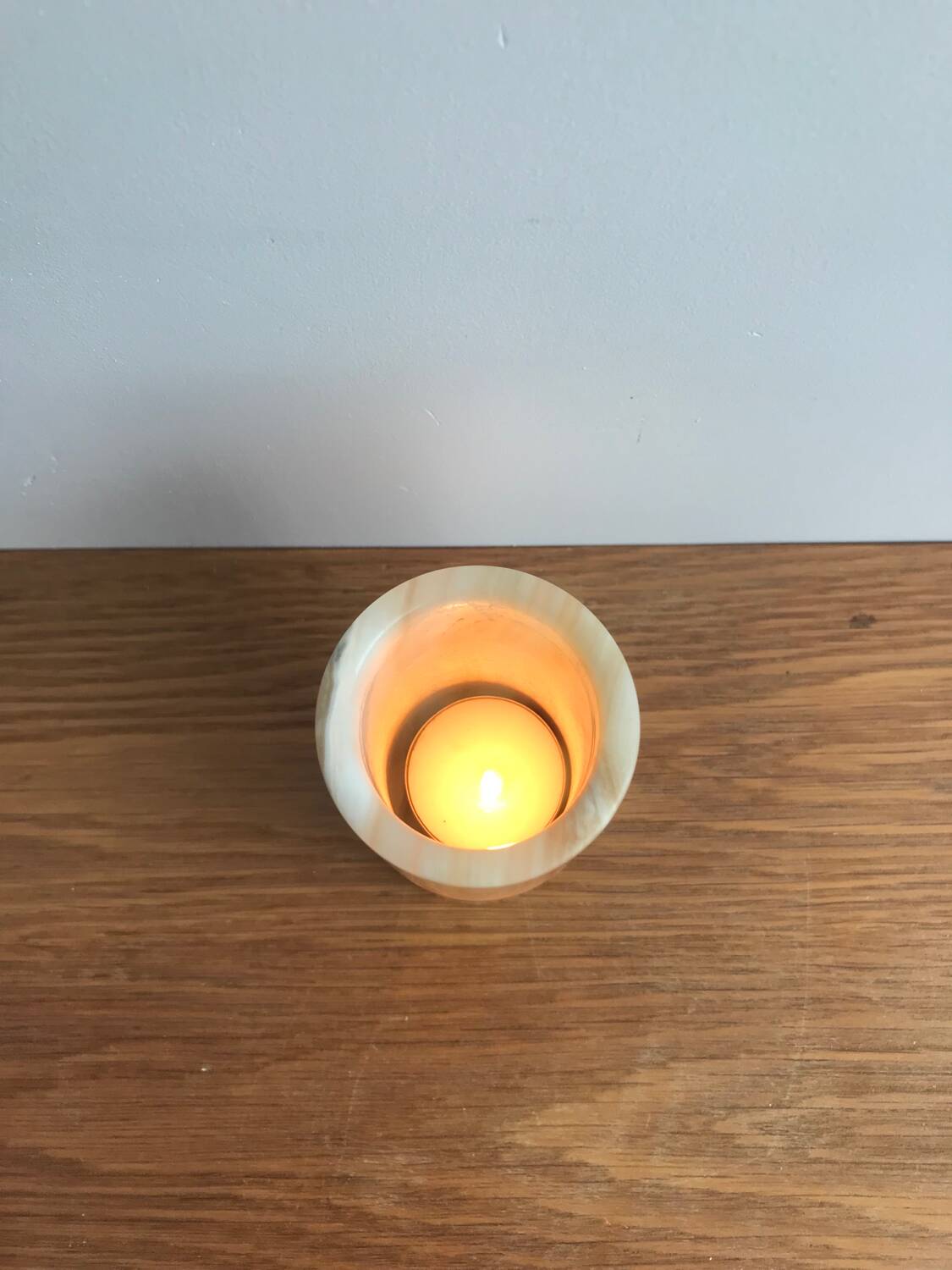 Small vintage onyx vase or candle holder