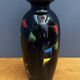 Black glass vase with red, green, blue and yellow details 1960s