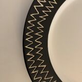 6 black and white dessert plates Scraffito, Habitat Japan, 1970