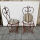 Pair of wrought iron chairs, Art Nouveau, early 20th century – France