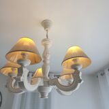White wooden chandelier 5 branches