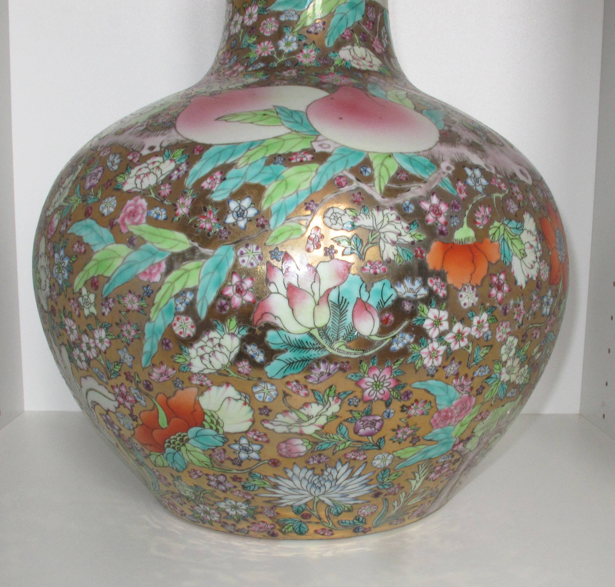 H: 51cm, very large rose family porcelain vase Chinese China