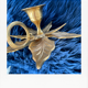 Finger candle holder, leaf shape, brass