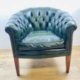 Chesterfield Armchair in English Green Leather