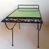 1960s side table with a lime green top, width 65.5 cm.