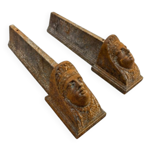 Paire de chenets en fonte