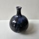 Blue glazed ceramic soliflore ball vase signed (Signature to be identified)