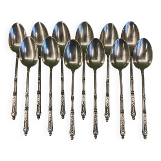 12 small silver-plated metal spoons, Russian-style handles, SAM Lux