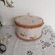 Sewing box, work box, scoubidou and fabric, beige