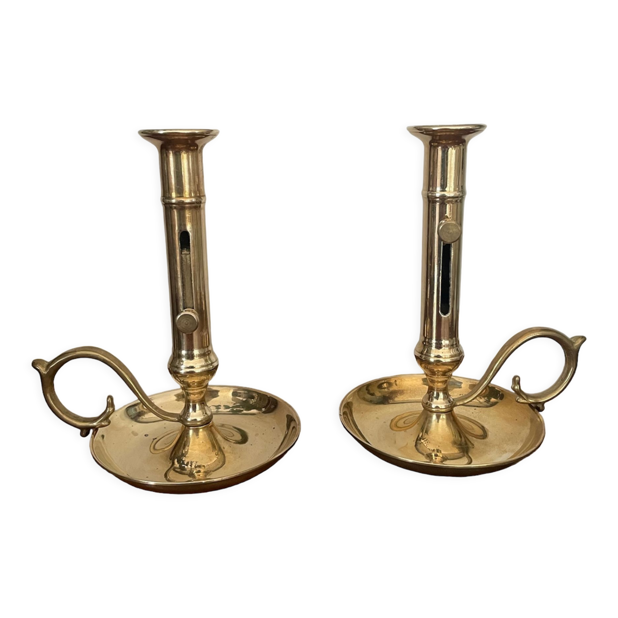 Pair of brass candle holders