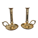 Pair of brass candle holders