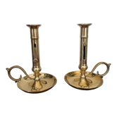 Pair of brass candle holders