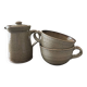 stoneware teapot and cups