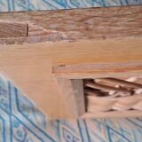 Vintage 1970s single rattan bed in blond wood