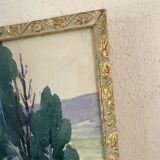 1930 painting "poppies" wooden frame with glass