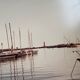 Old 70s marina landscape boats laminated