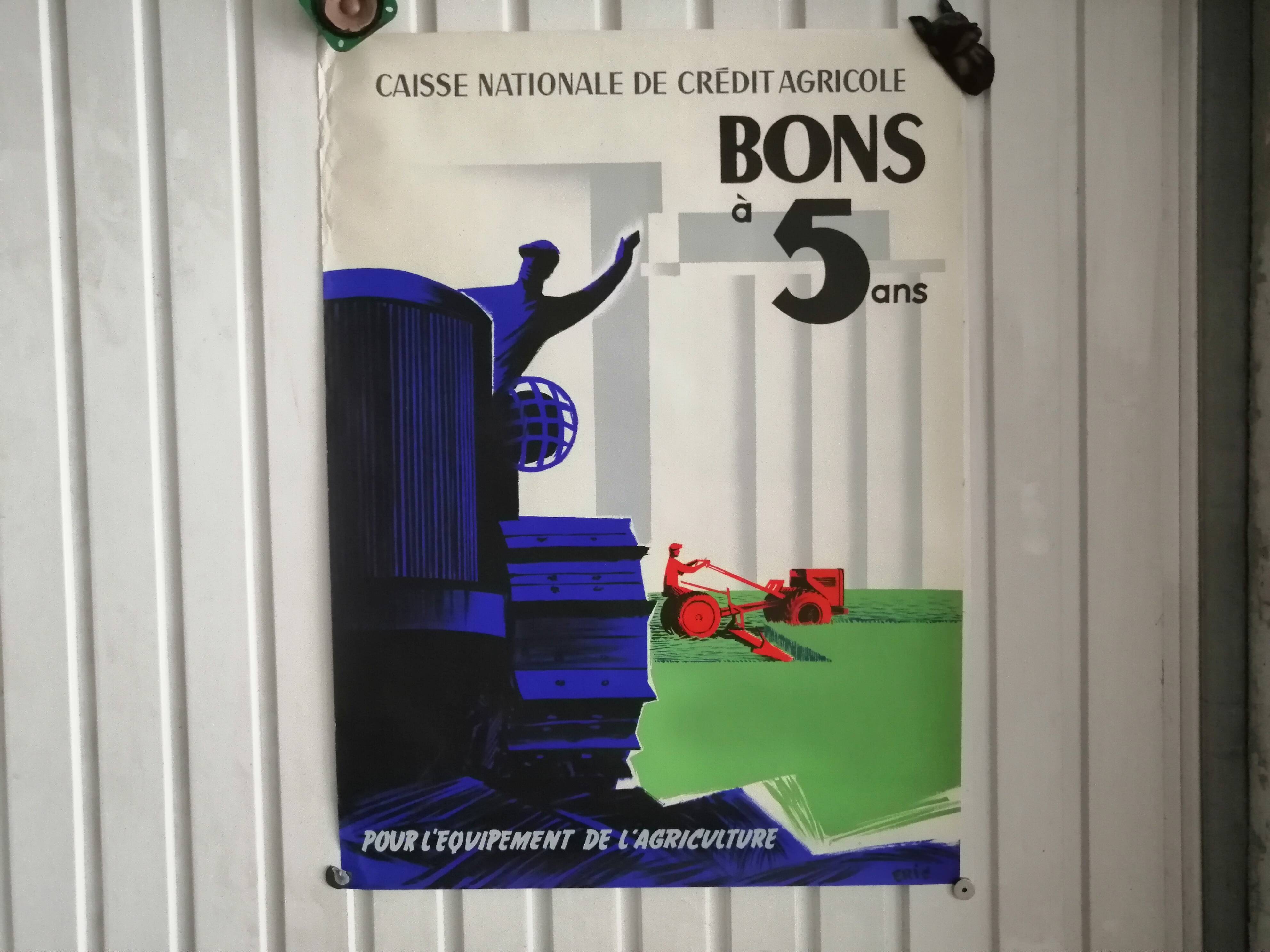 Affiche 1950 "Caisse Nationale du Crédit Agricole Bons à 5 ans"