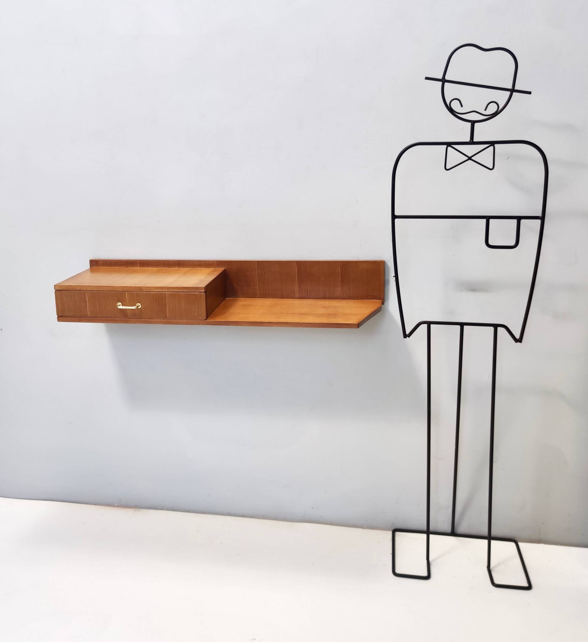 Beech and Durmast Wall-Mounted Console Table, Italy