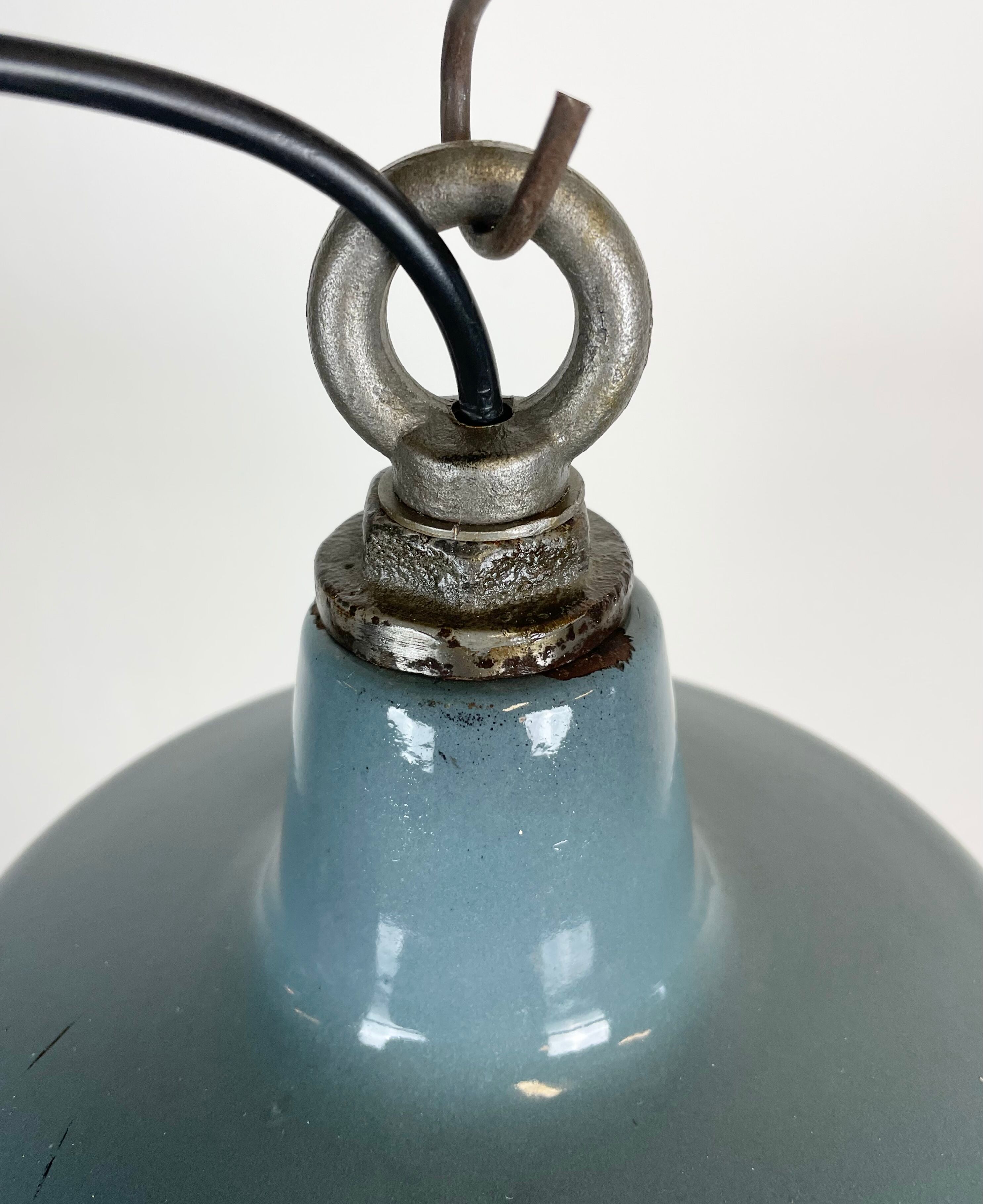 Industrial grey enamel pendant lamp, 1960s